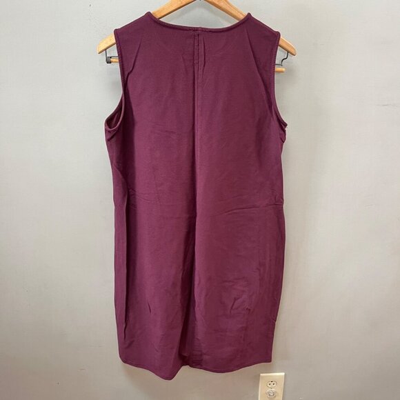 Eileen Fisher Viscose Blend Crew Neck Sleeveless Burgundy Purple Dress- M - Picture 2 of 4